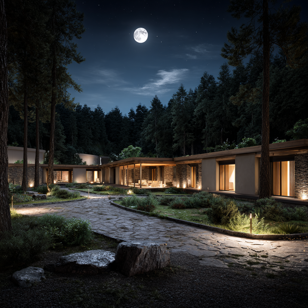 Peaceful campus grounds at Lighthouse Wellness in Chico, California